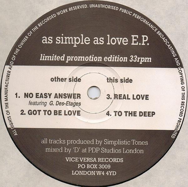 Simplistic Tones - As Simple As Love E.P.